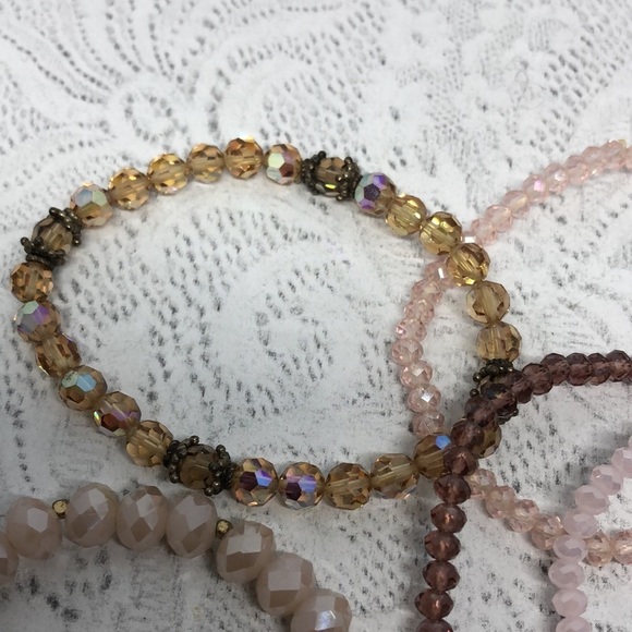 Bundle lot 5 crystal stretch stacklable layering bracelets boho festival - Picture 7 of 8